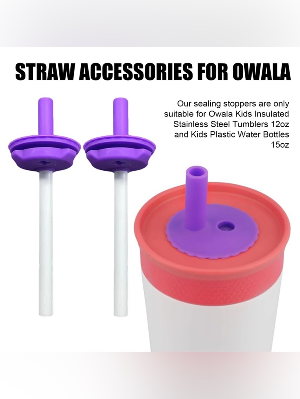 Purple Straw Stopper Replacement for Owala Kids Bottles